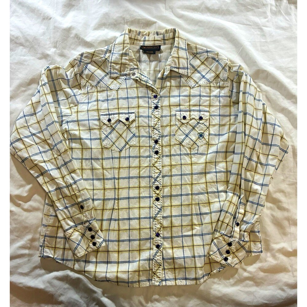 Ariat Women’s XL Regular Pearl Snap Western Plaid Cotton Ling Sleeve